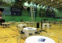 view of hall set up for electoral count in Medway